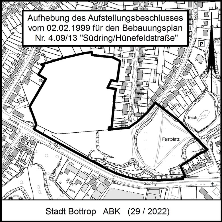 Aufhebung d. Aufstellungsbeschlusses v. 02.02.1999 f. d. B-Plan Nr. 4.09/13 "Südring/Hünefeldstraße"