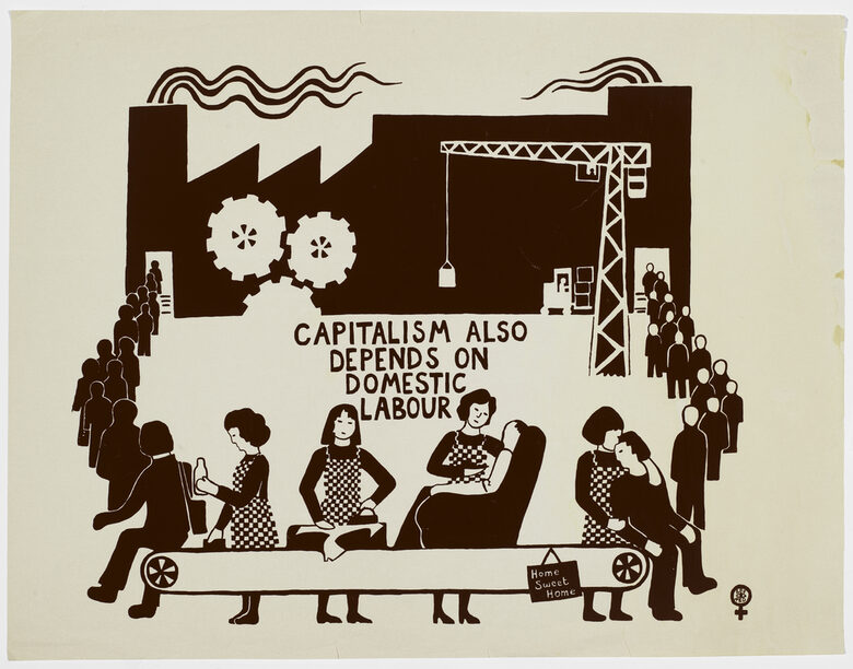 See Red Women’s Workshop, Capitalism also depends on domestic labour, 1975 │ Siebdruck